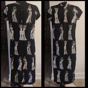 RARE Betsey Johnson 1994 Cheongsam Pin Up Girl Dress XS 90s vintage